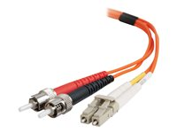 C2G LC-ST 50/125 OM2 Duplex Multimode PVC Fiber Optic Cable (LSZH) - Verkkokaapeli - ST-toiminto (monitila) (uros) to monimuoto LC (uros) - 1 m - kuituoptinen - kaksipuolinen (duplex) - 50 / 125 micron - OM2 - ei sisällä halogeenia - oranssi 85492